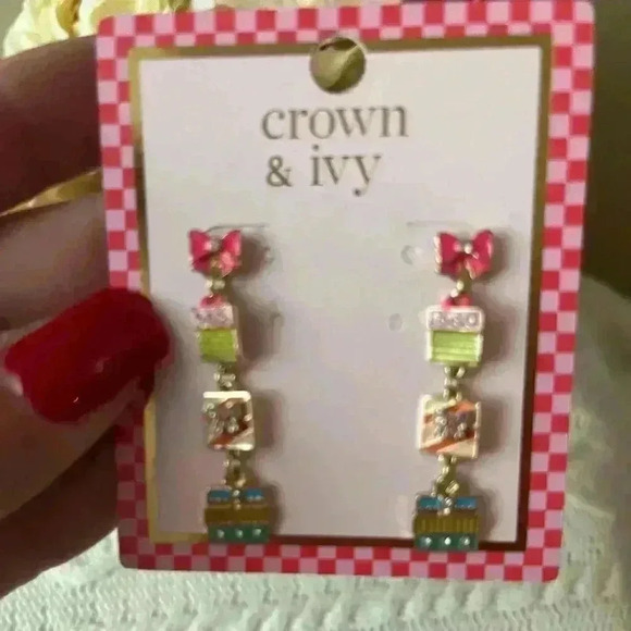 NWT Crown & Ivy Christmas Holiday Earrings Pierced - Picture 2 of 6